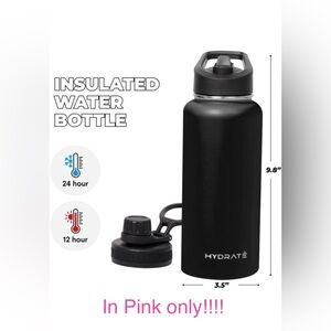Hydrate 32oz Stainless Steel water bottle PINK Brand New